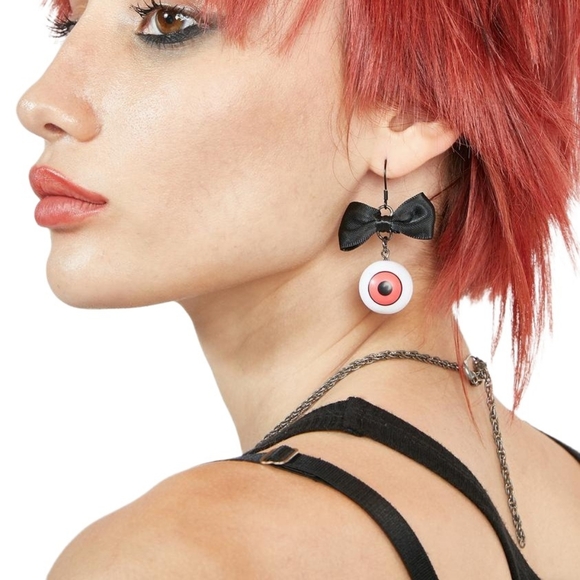 Silver Moon Creations Eyeball Bow Earrings - Picture 1 of 6